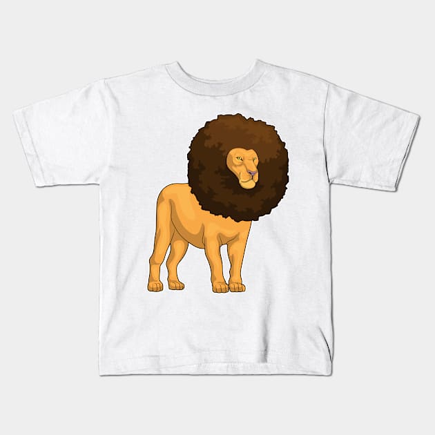 Lion Afro Hairs Kids T-Shirt by Markus Schnabel